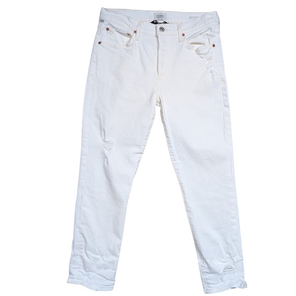 Citizens Of Humanity Denim - Citizens of Humanity Emerson Slim Boyfriend Jeans 28 White Distressed Denim‎
